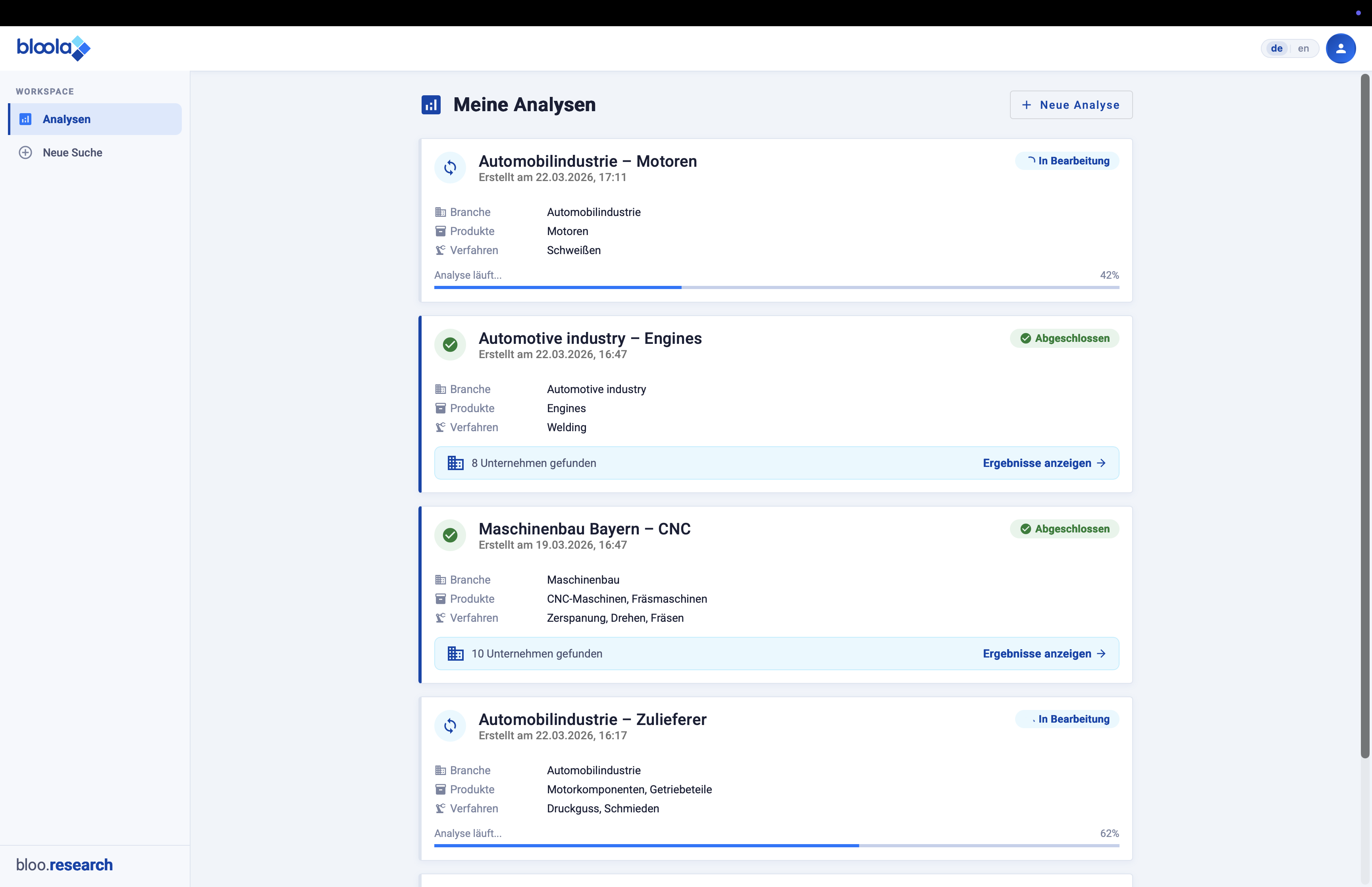 Suche von Unternehmen